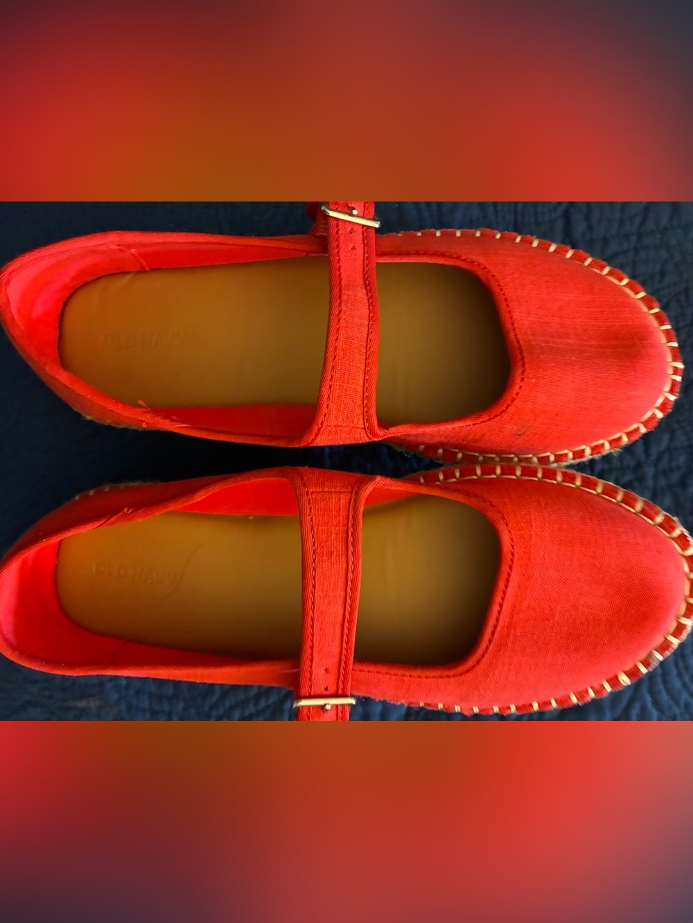 Old Navy Red Canvas Mary Jane Flats